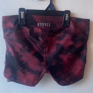 NWT NOBULL Women's Tie-Dye Athletic Shorts in Red and Black